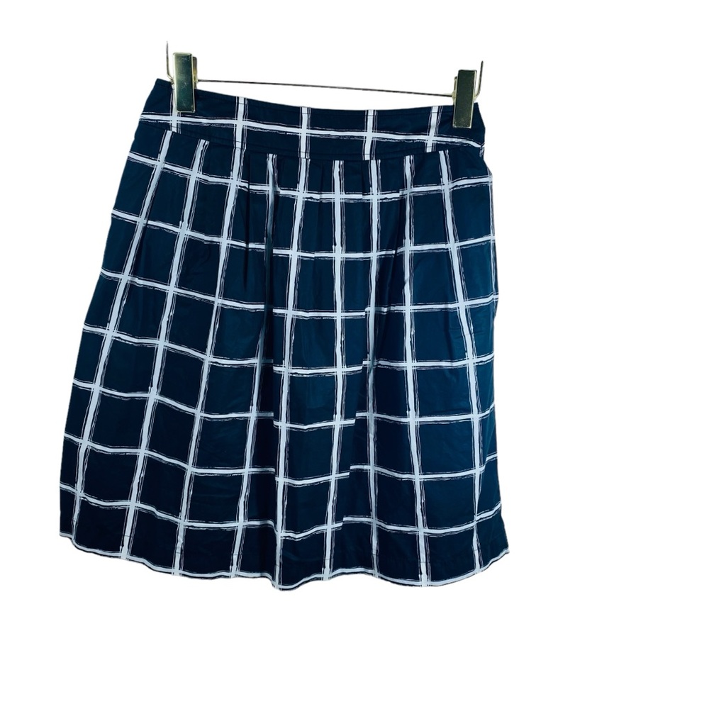 Michael Kors Black & White Plaid Windowpane Pleated Skirt‎ Size 4 With Pockets